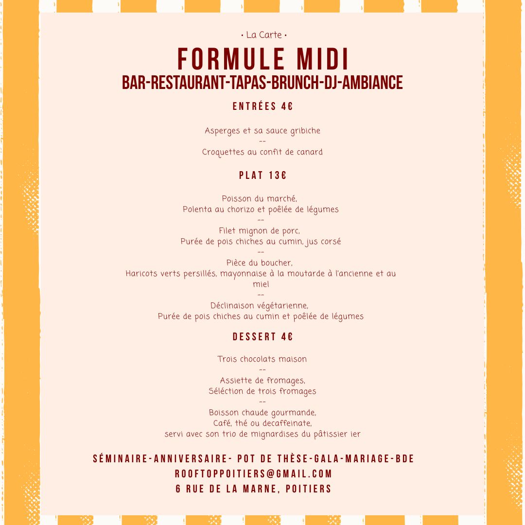 formule midi le rooftop poitiers