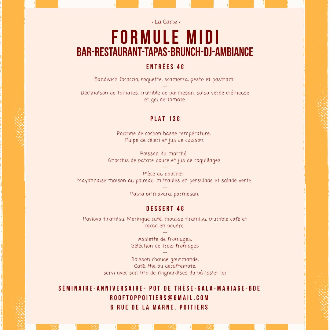 formule midi le rooftop poitiers