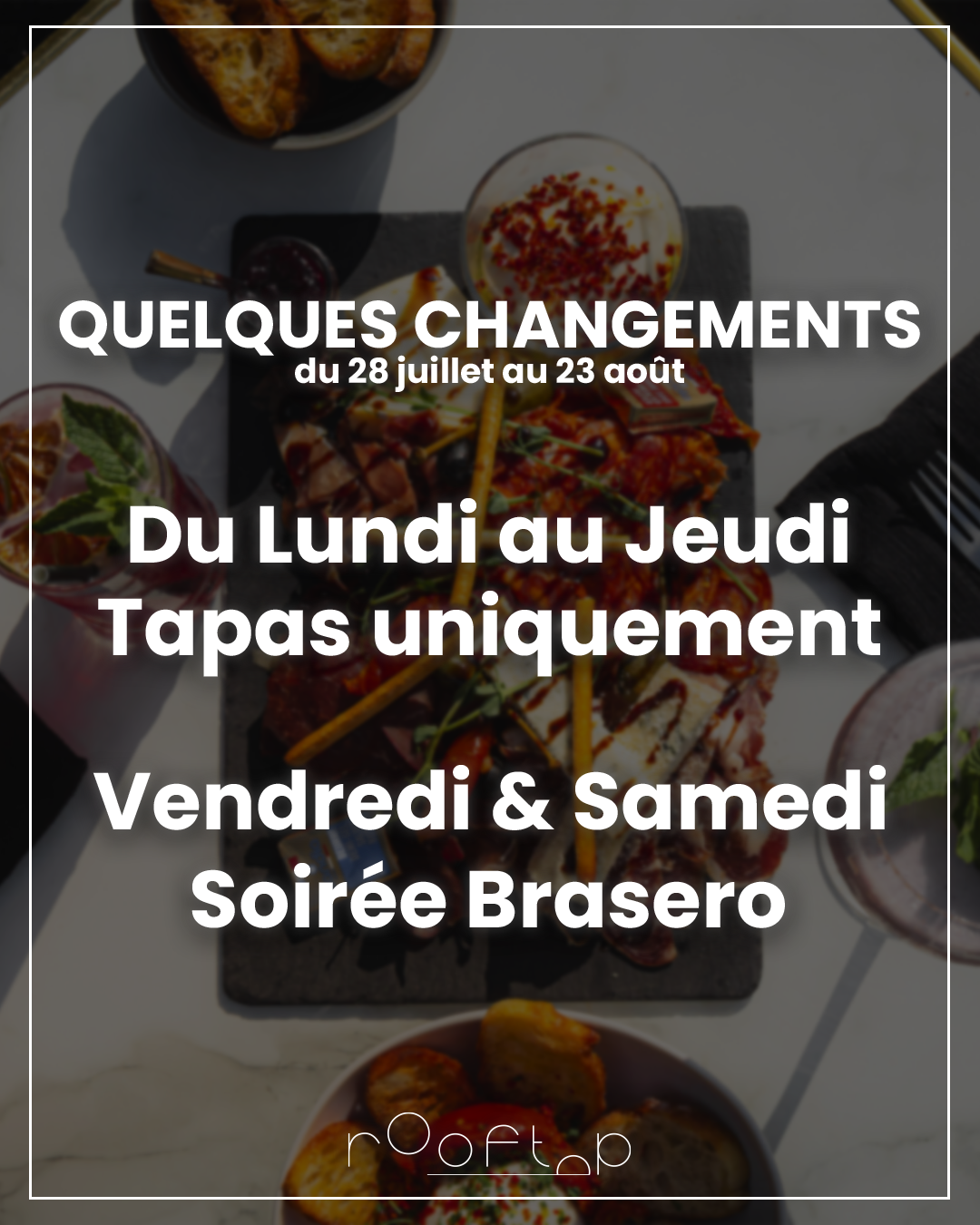 programme en image du restaurant le Rooftop